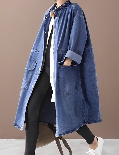 Jacinda - Oversized-Jeansjacke mit Stehkragen für Damen
