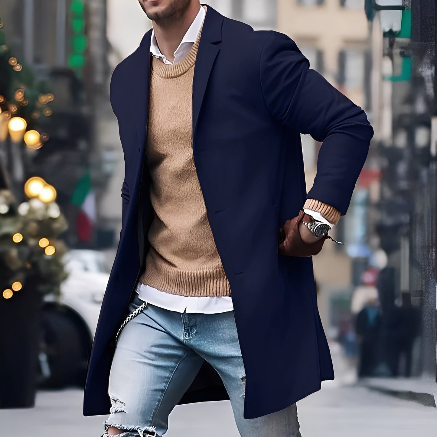 Landen - Eleganter Trenchcoat mit Reverskragen für Herren
