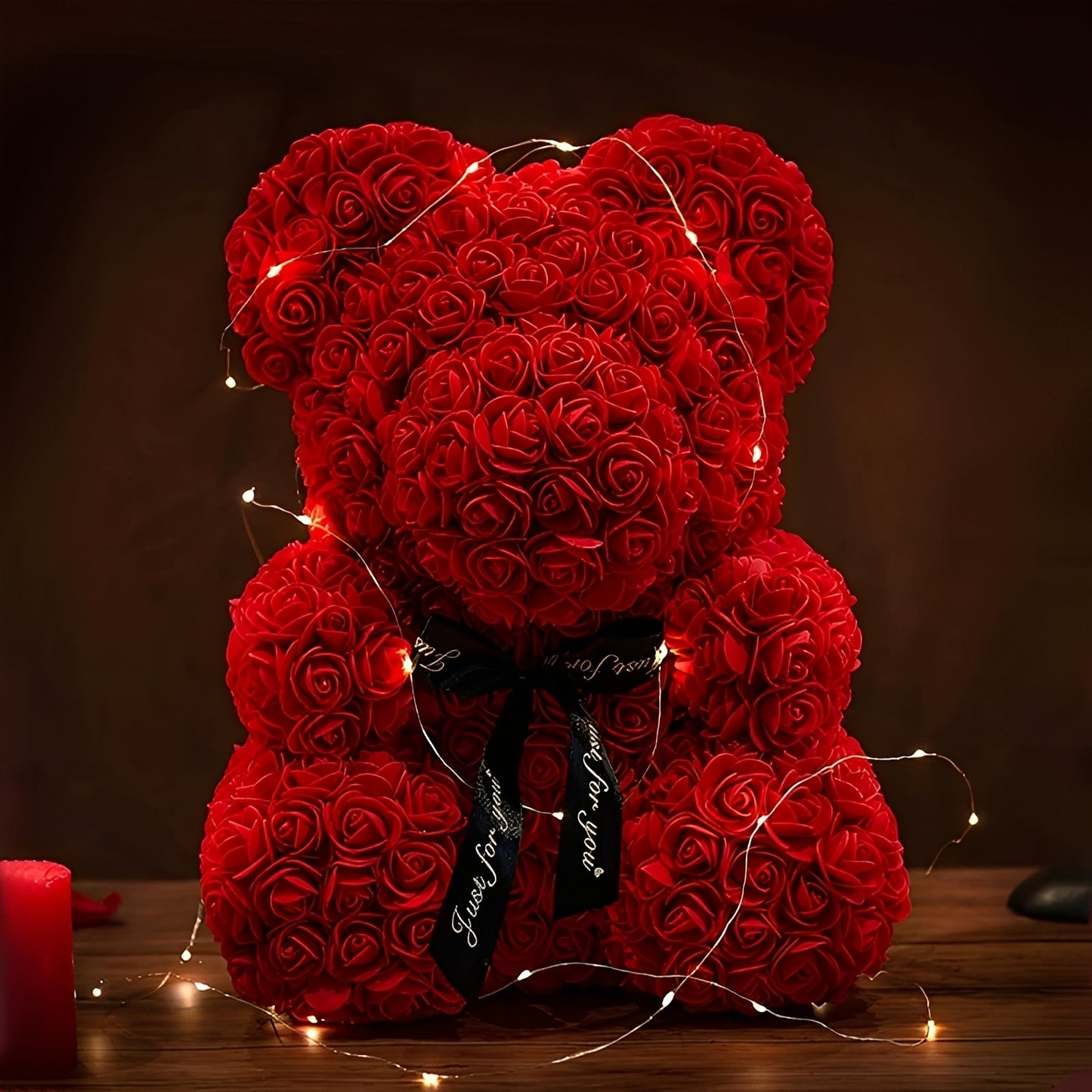 Valen - Rosa Teddybär in LED-Box zum Valentinstag