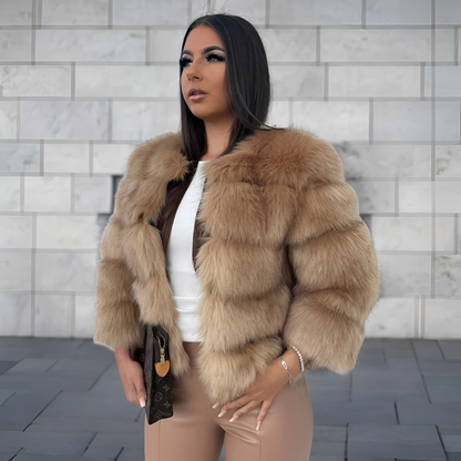 Amelia - Eleganter, warmer Kunstpelzmantel für Damen