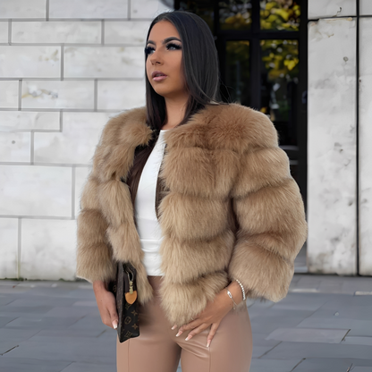 Amelia - Eleganter, warmer Kunstpelzmantel für Damen