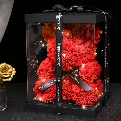 Valen - Rosa Teddybär in LED-Box zum Valentinstag