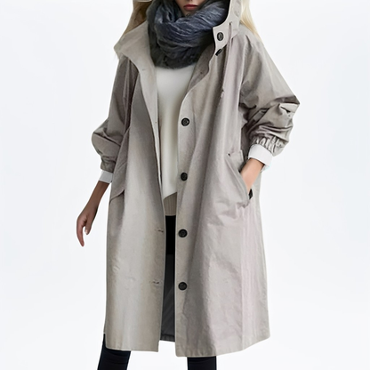 Shawna - Lange, wasserdichte Kapuzenjacke für Damen