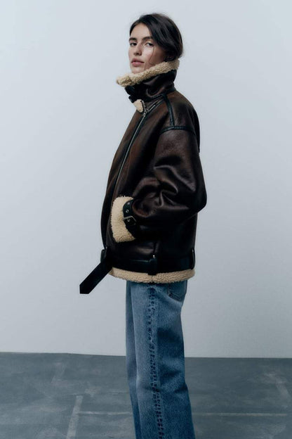 Bridget - Jacke mit Kunstleder-Kragen Schick