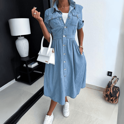 Harlee - Stilvolles Denimkleid in Midi-Länge für Damen