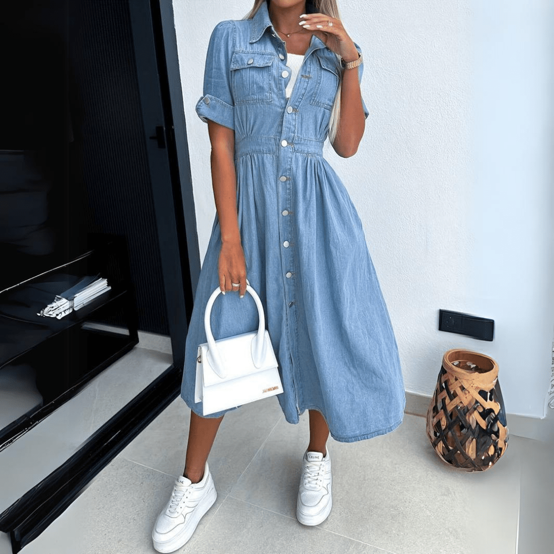 Harlee - Stilvolles Denimkleid in Midi-Länge für Damen