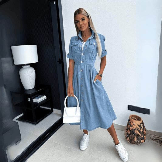 Harlee - Stilvolles Denimkleid in Midi-Länge für Damen