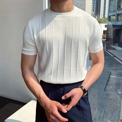 Sokka - Geripptes, legeres T-Shirt für Männer
