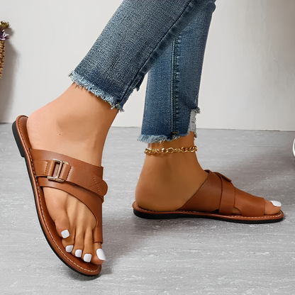 Dena - Orthopädische  Flache Ledersandalen für Damen