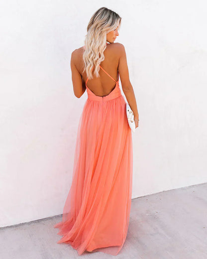Jasmine - Schickes Orange Trägerkleid Damen