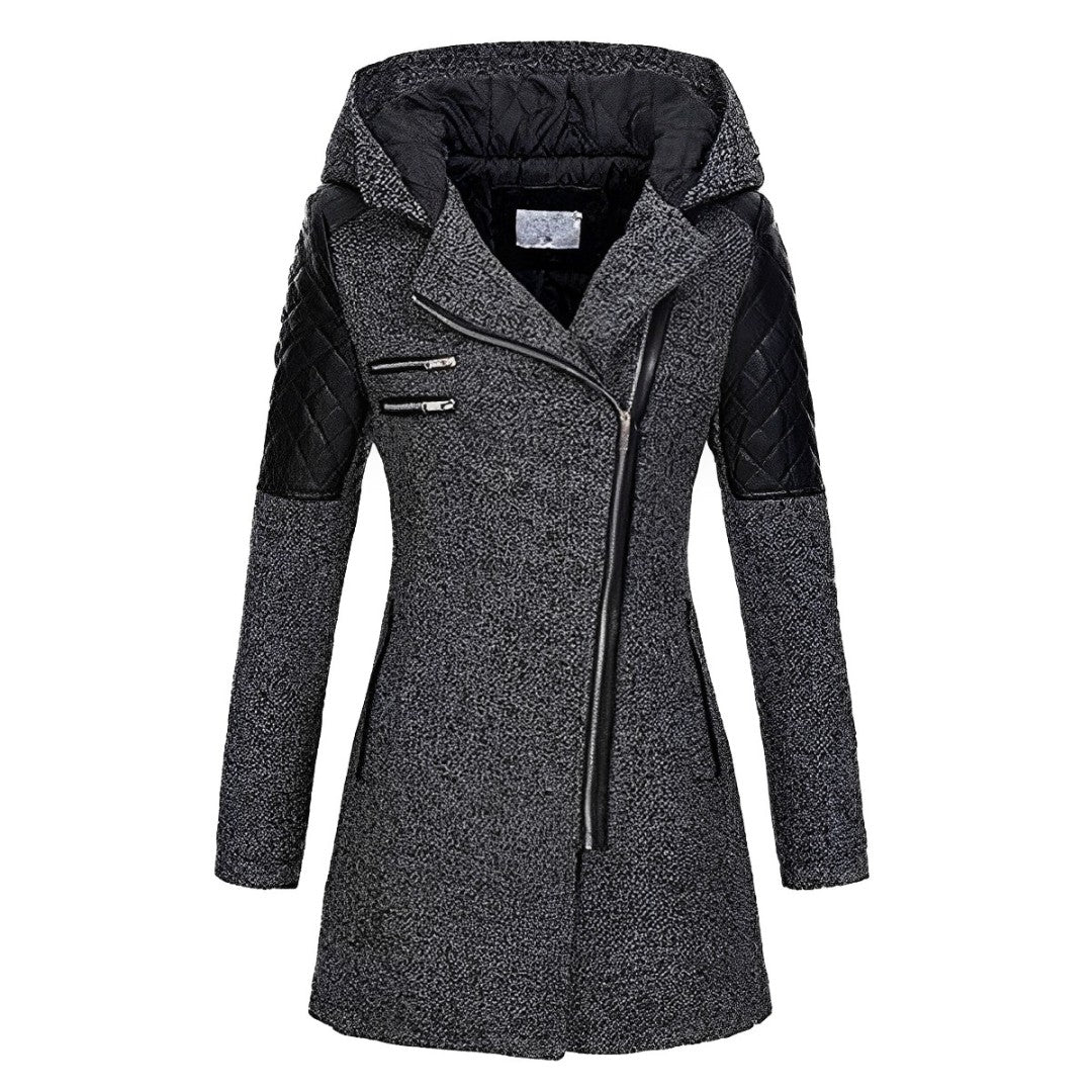 Chasity - Stilvoller warmer Mantel mit Kapuze für Damen