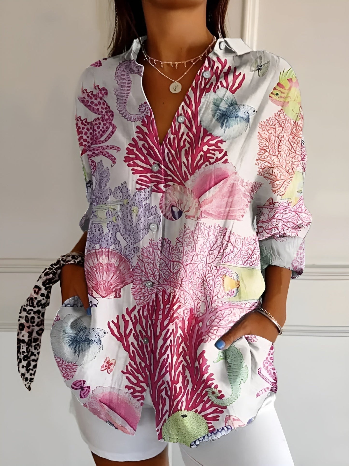 Amara - Luftige Hemdbluse mit Blumenmuster